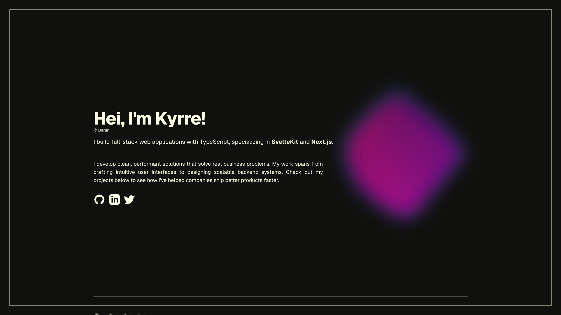 Kyrre Gjerstad's Full Stack Developer portfolio screenshot