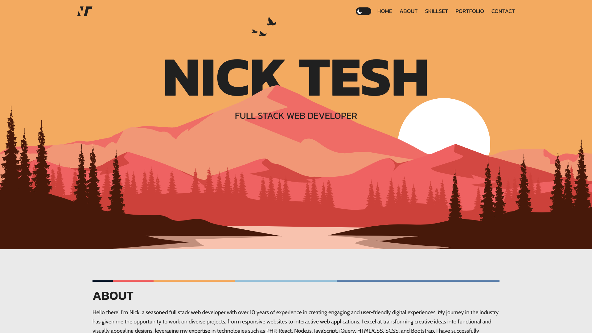 Nick Tesh's Full Stack Developer portfolio preview