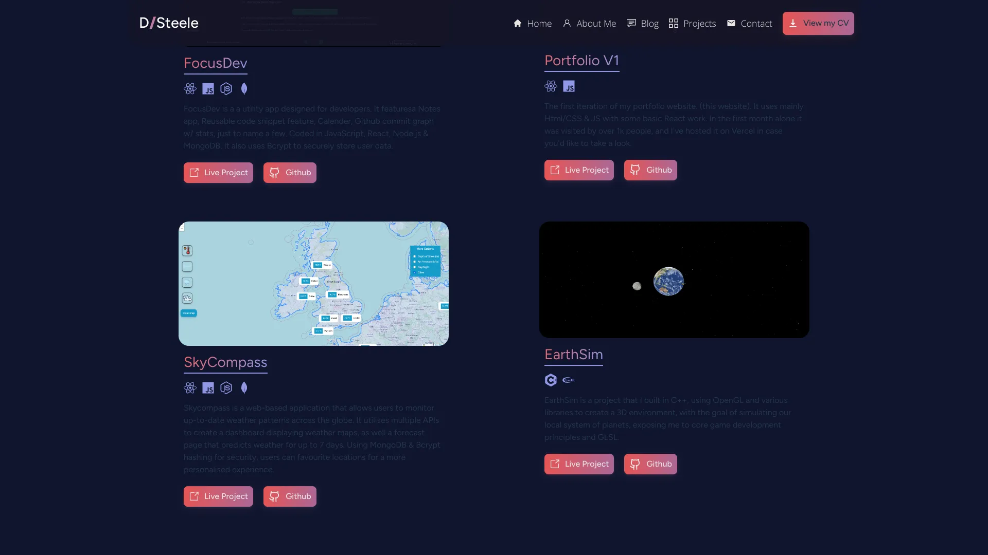 screenshot of more of Daniel Steele's portfolio and their work
