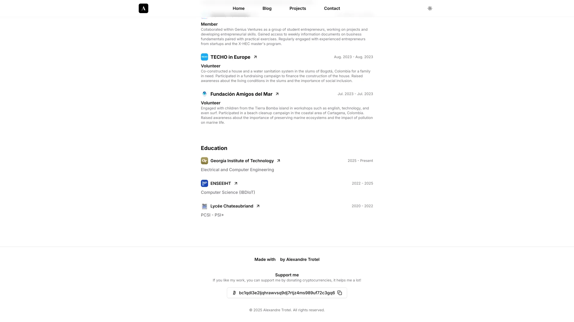 screenshot of more of Alexandre Trotel's portfolio and their work