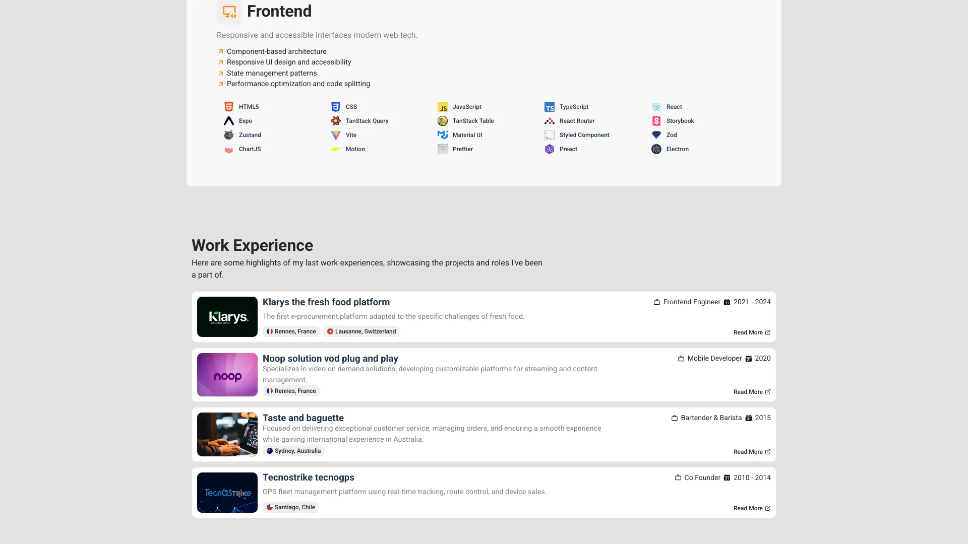 screenshot of more of Roberto Gallego's portfolio and their work
