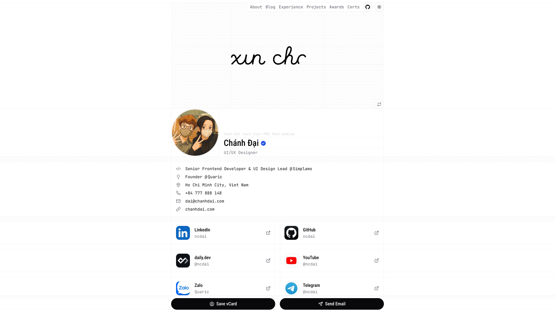 Chanh Dai Nguyen's Software Engineer portfolio screenshot