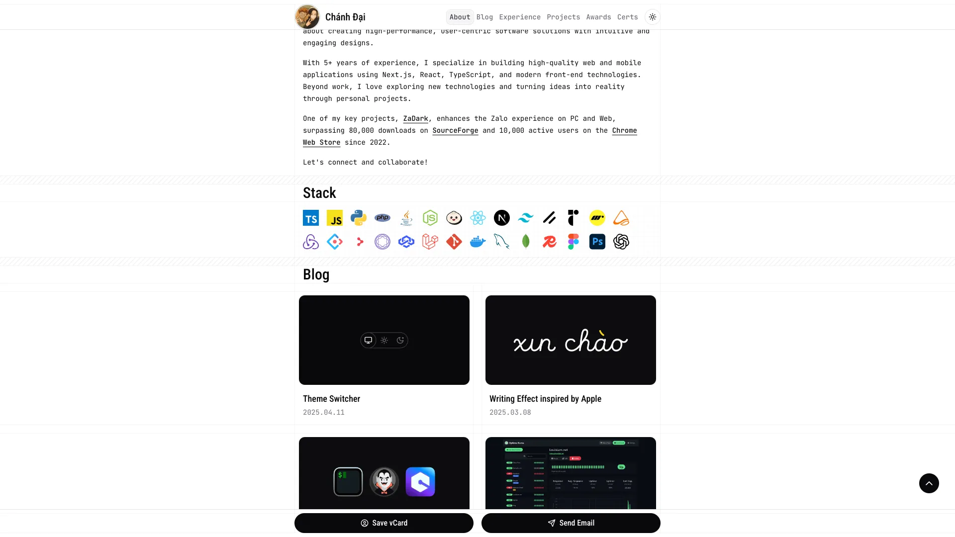 screenshot of more of Chanh Dai Nguyen's portfolio and their work