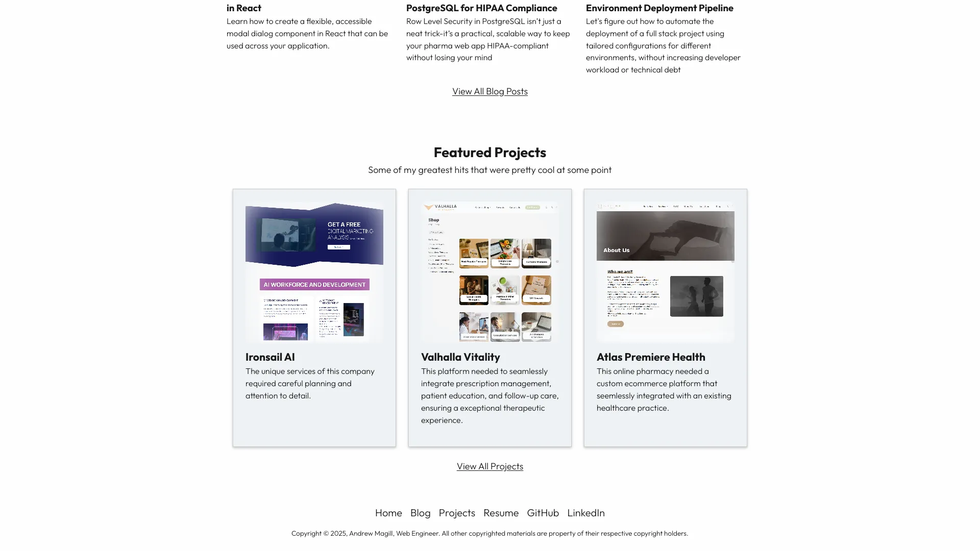 screenshot of more of Andrew Magill's portfolio and their work