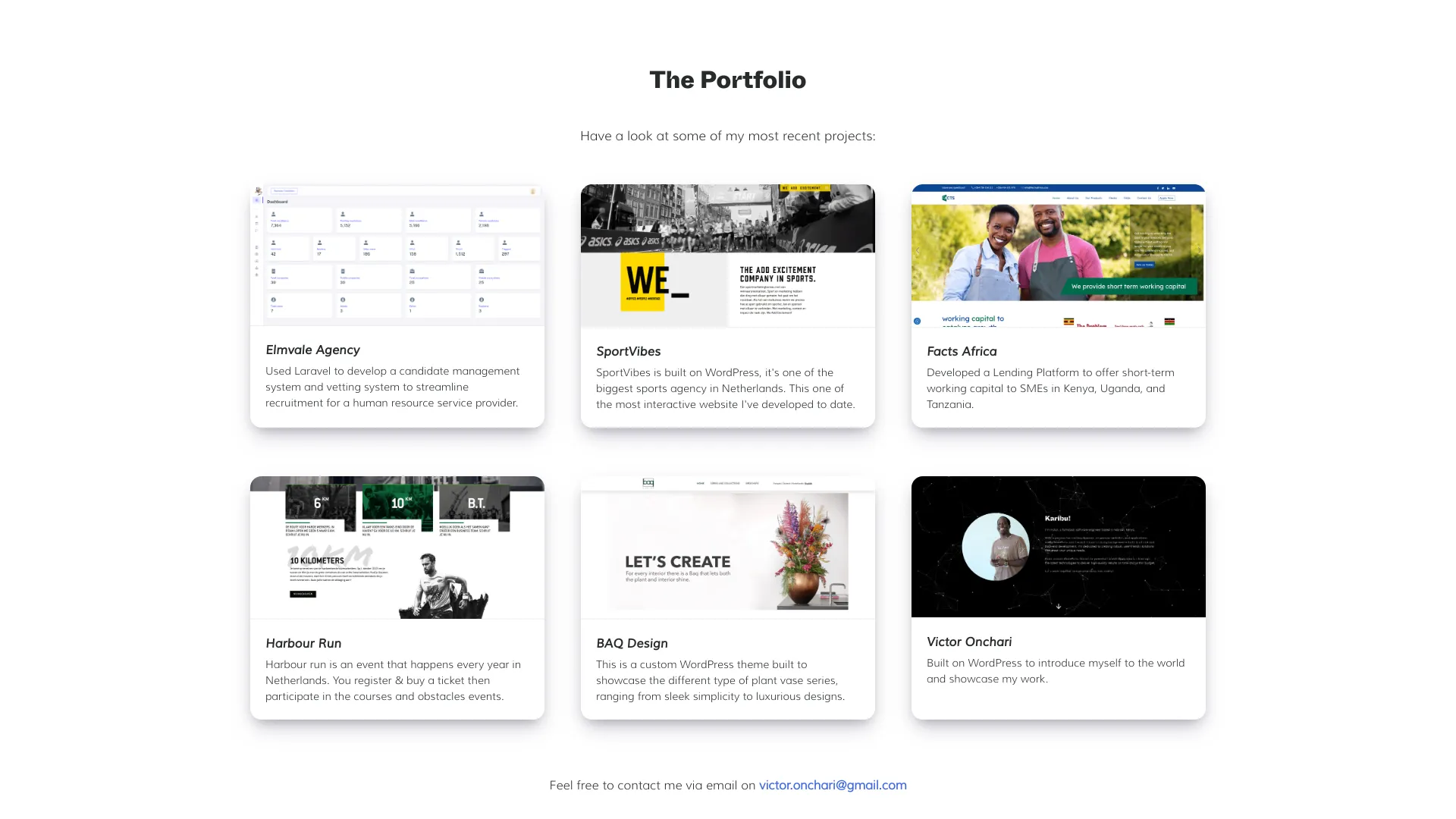 screenshot of more of Victor Onchari's portfolio and their work