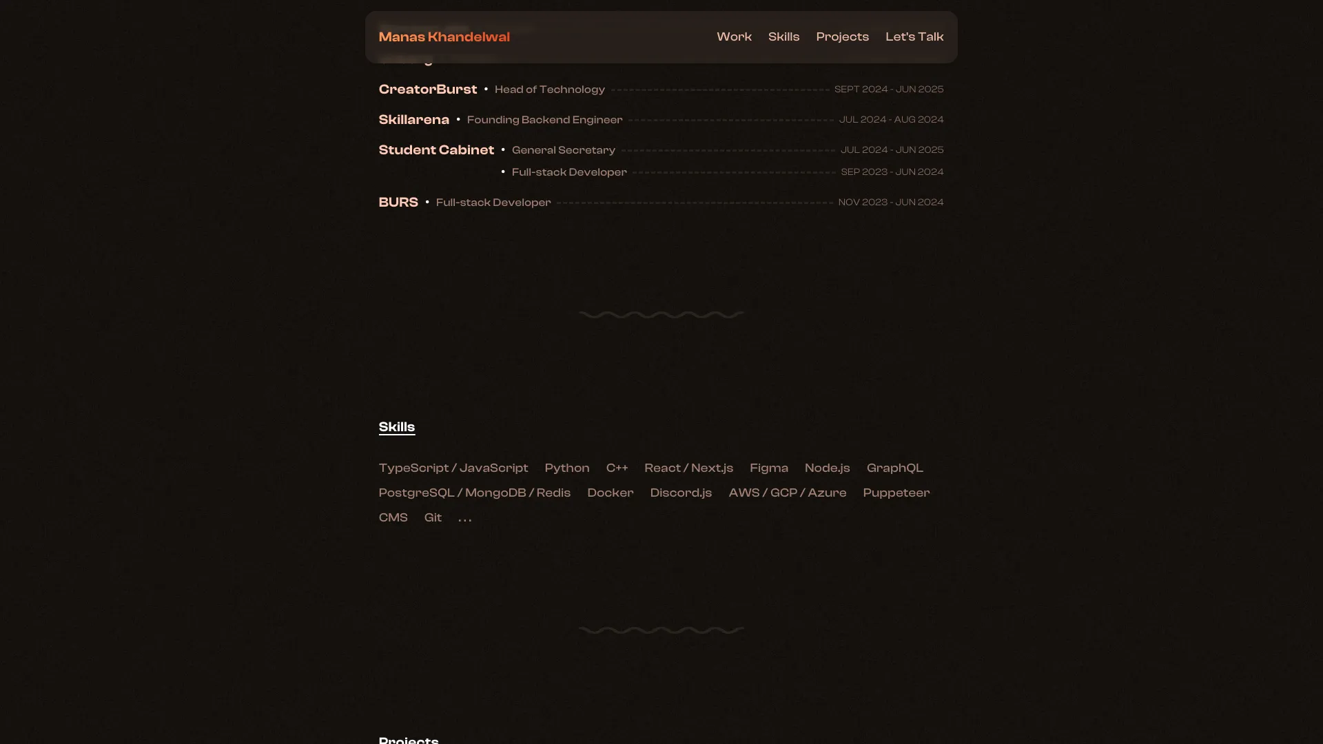screenshot of more of Manas Khandelwal's portfolio and their work