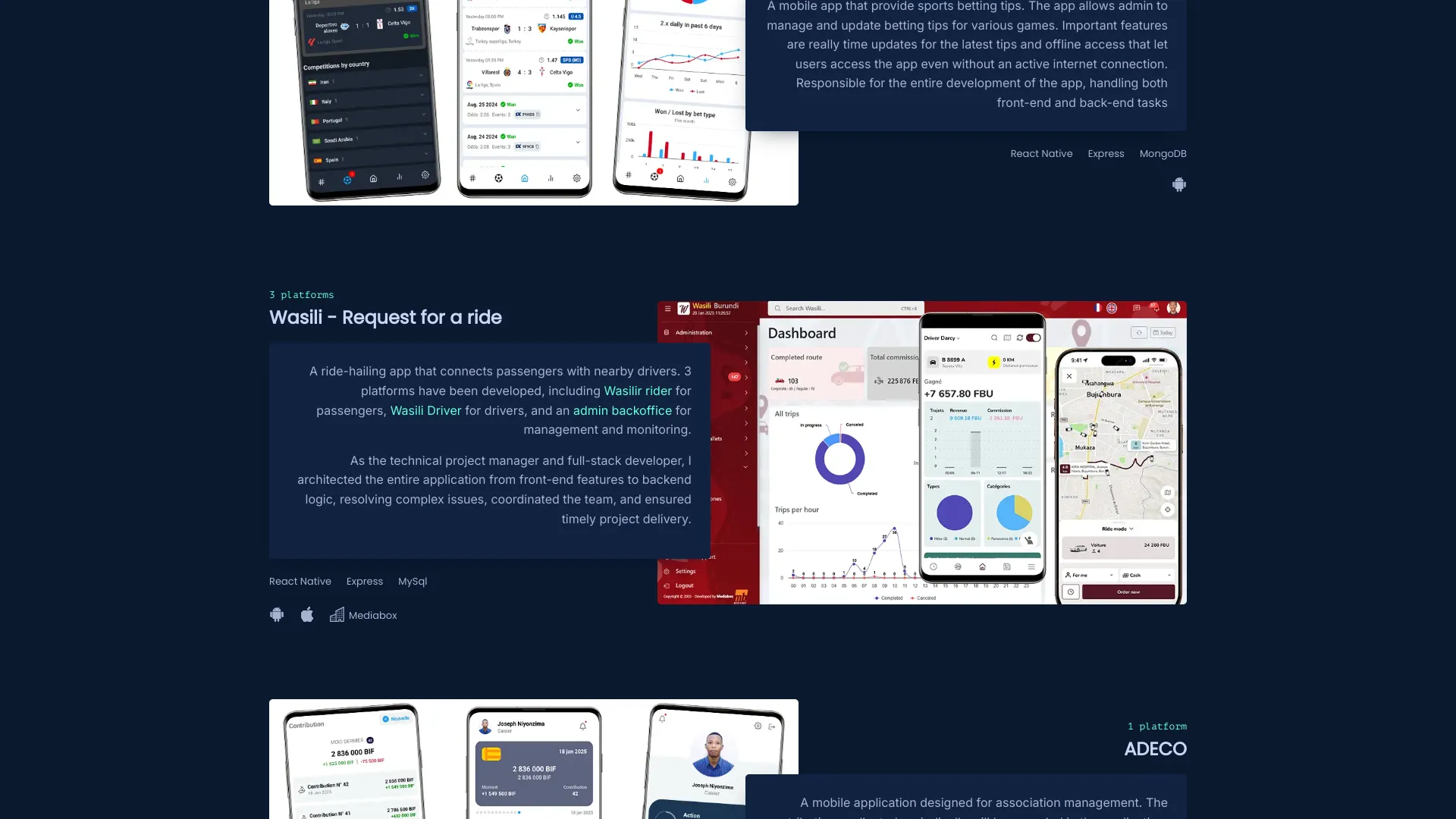 screenshot of more of Darcy Dev's portfolio and their work