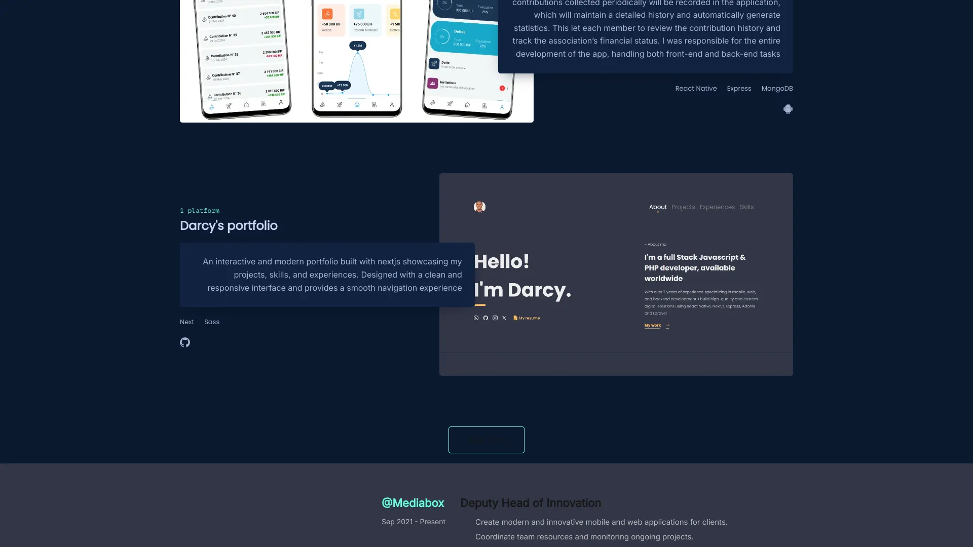 screenshot of more of Darcy Dev's portfolio and their work