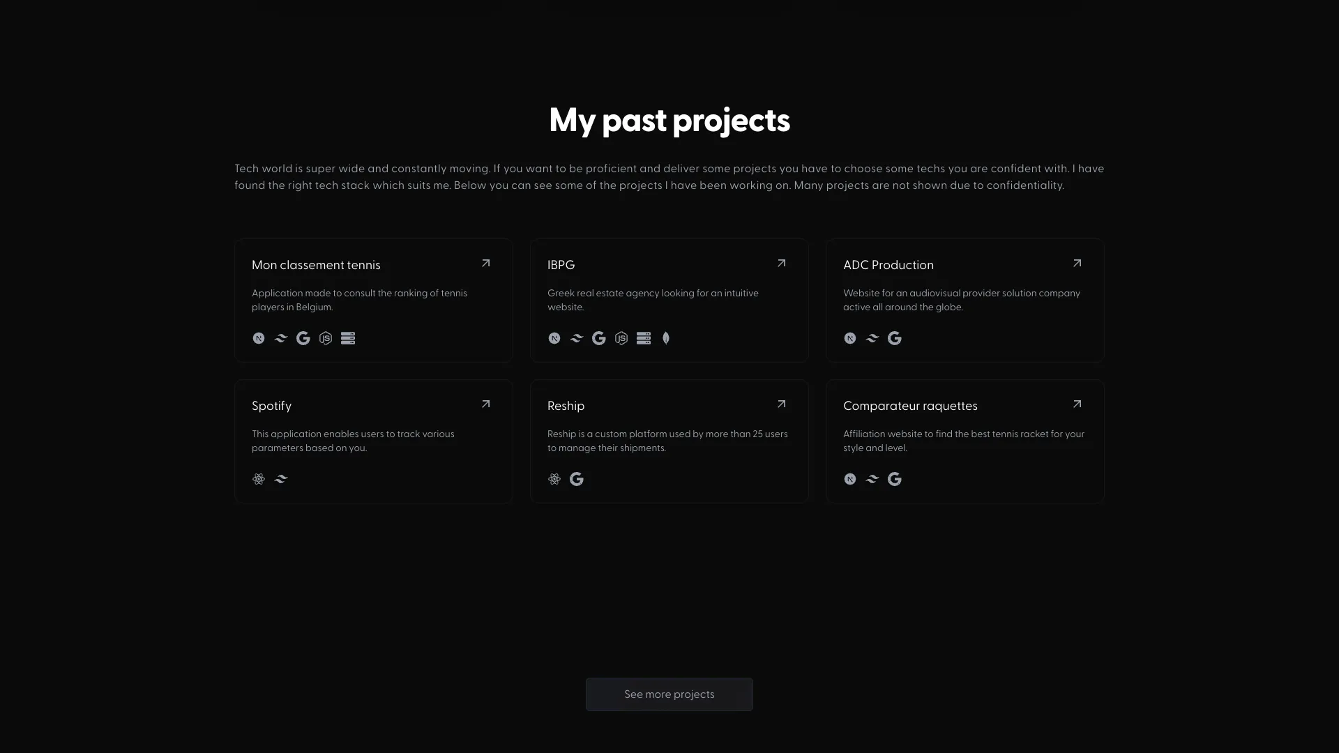 screenshot of more of William Dev's portfolio and their work