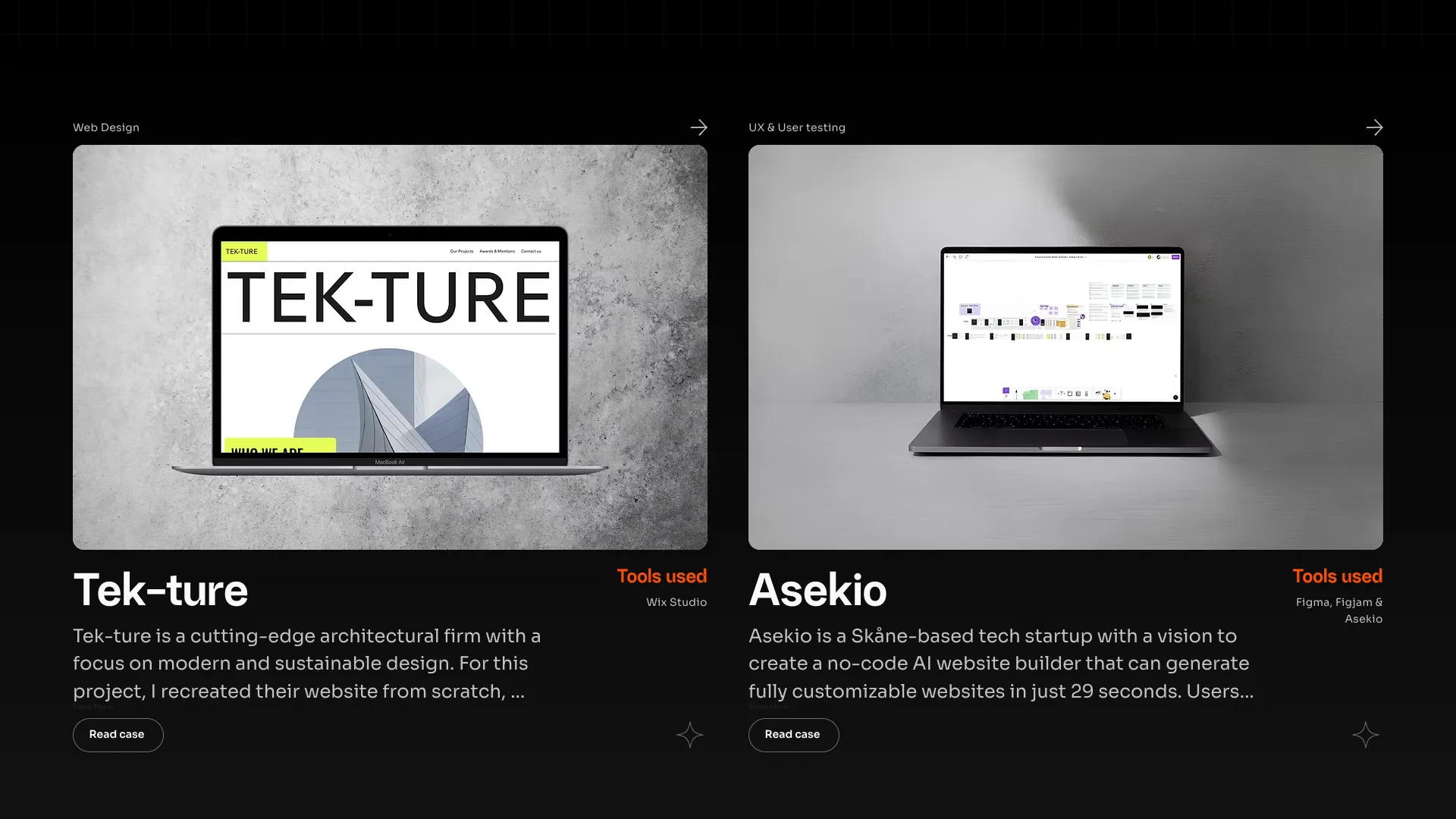 screenshot of more of Hampus Sjöblom's portfolio and their work