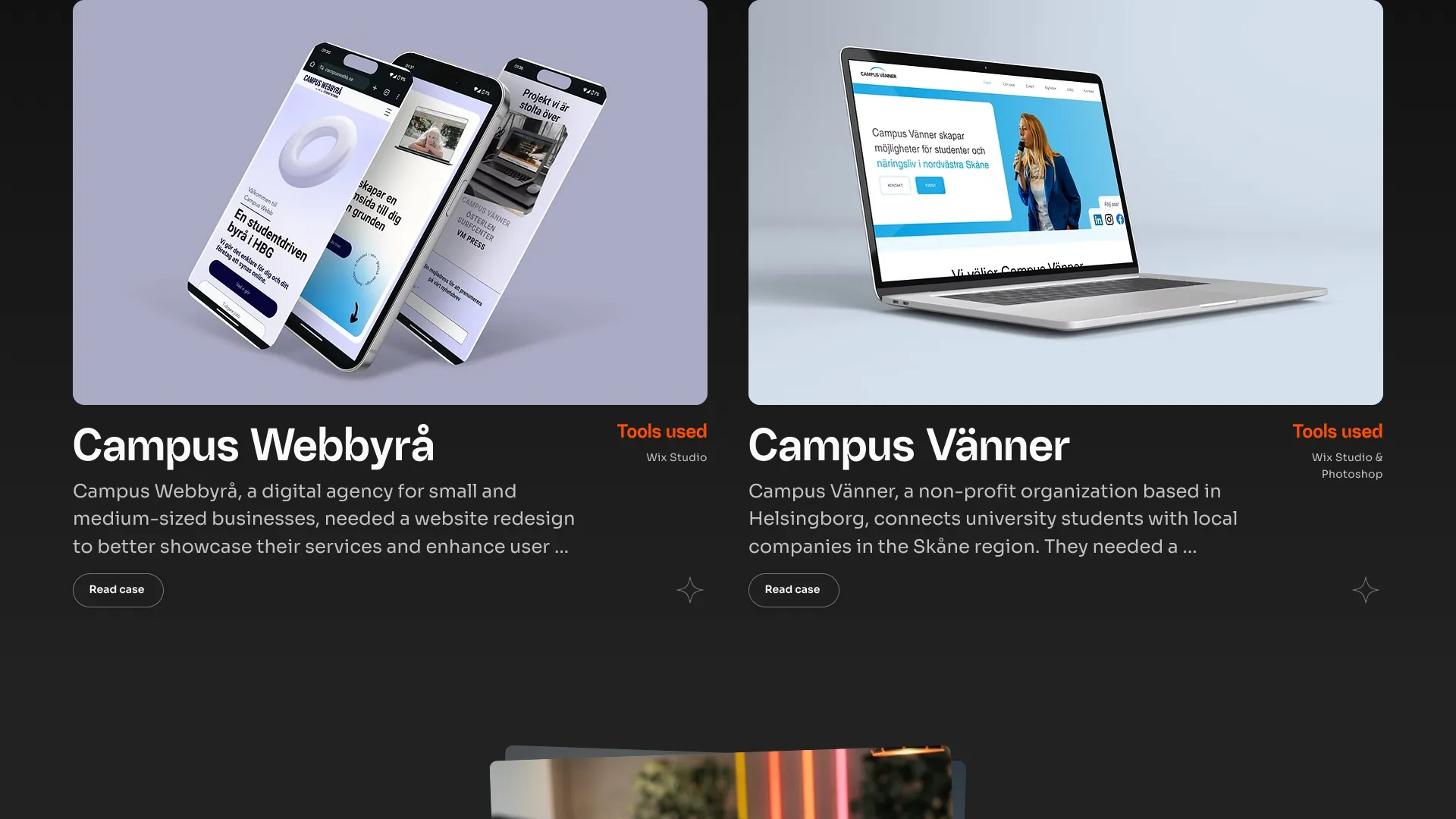 screenshot of more of Hampus Sjöblom's portfolio and their work