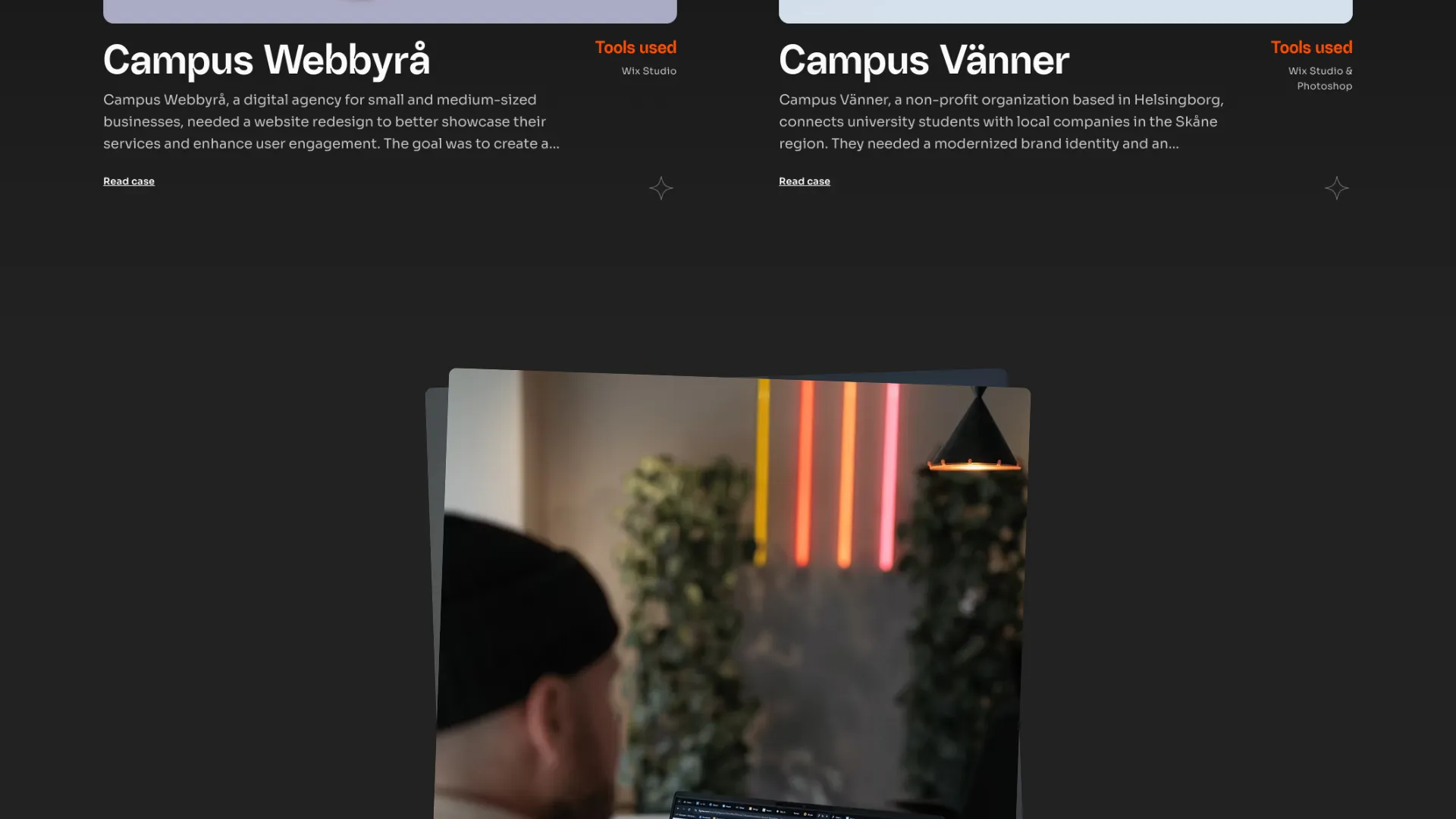 screenshot of more of Hampus Sjöblom's portfolio and their work