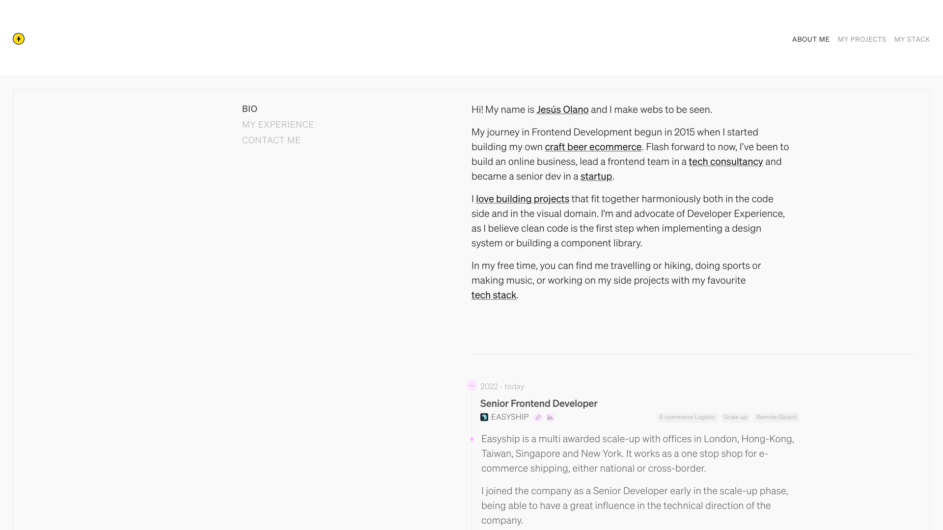Jesús Olano's Front End Developer portfolio screenshot
