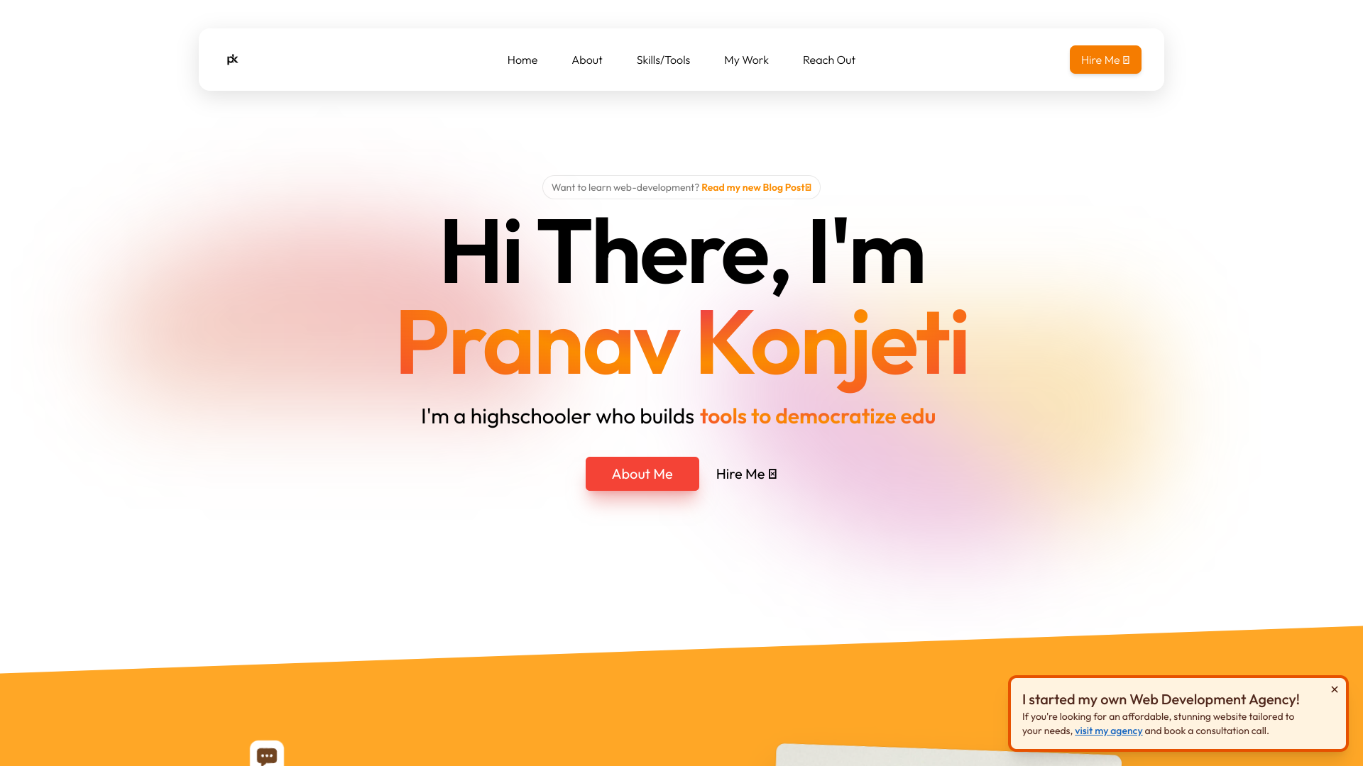 Pranav Konjeti's Full Stack Developer portfolio preview