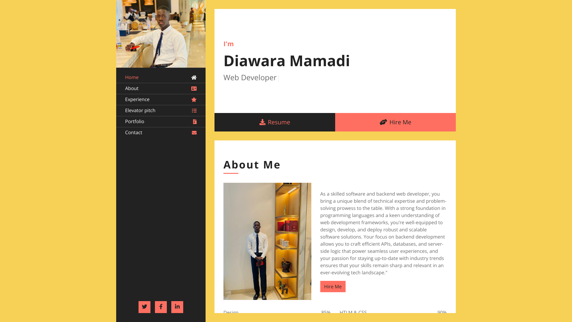 mamadi diawara's Back End Developer portfolio screenshot