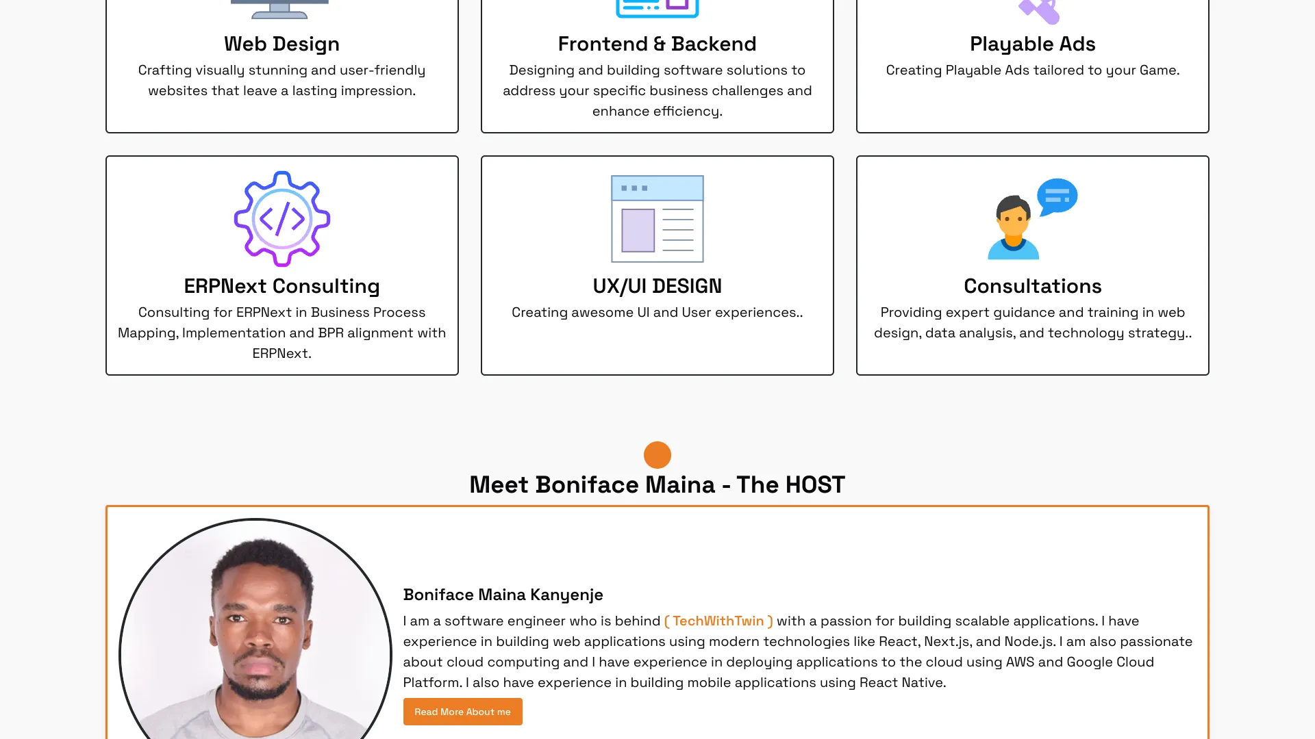 screenshot of more of Bonface Maina's portfolio and their work