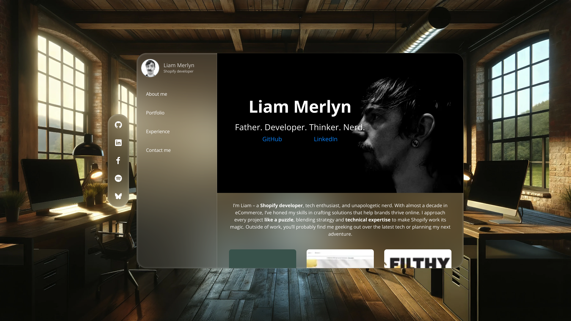 Liam Merlyn's Front End Developer portfolio screenshot
