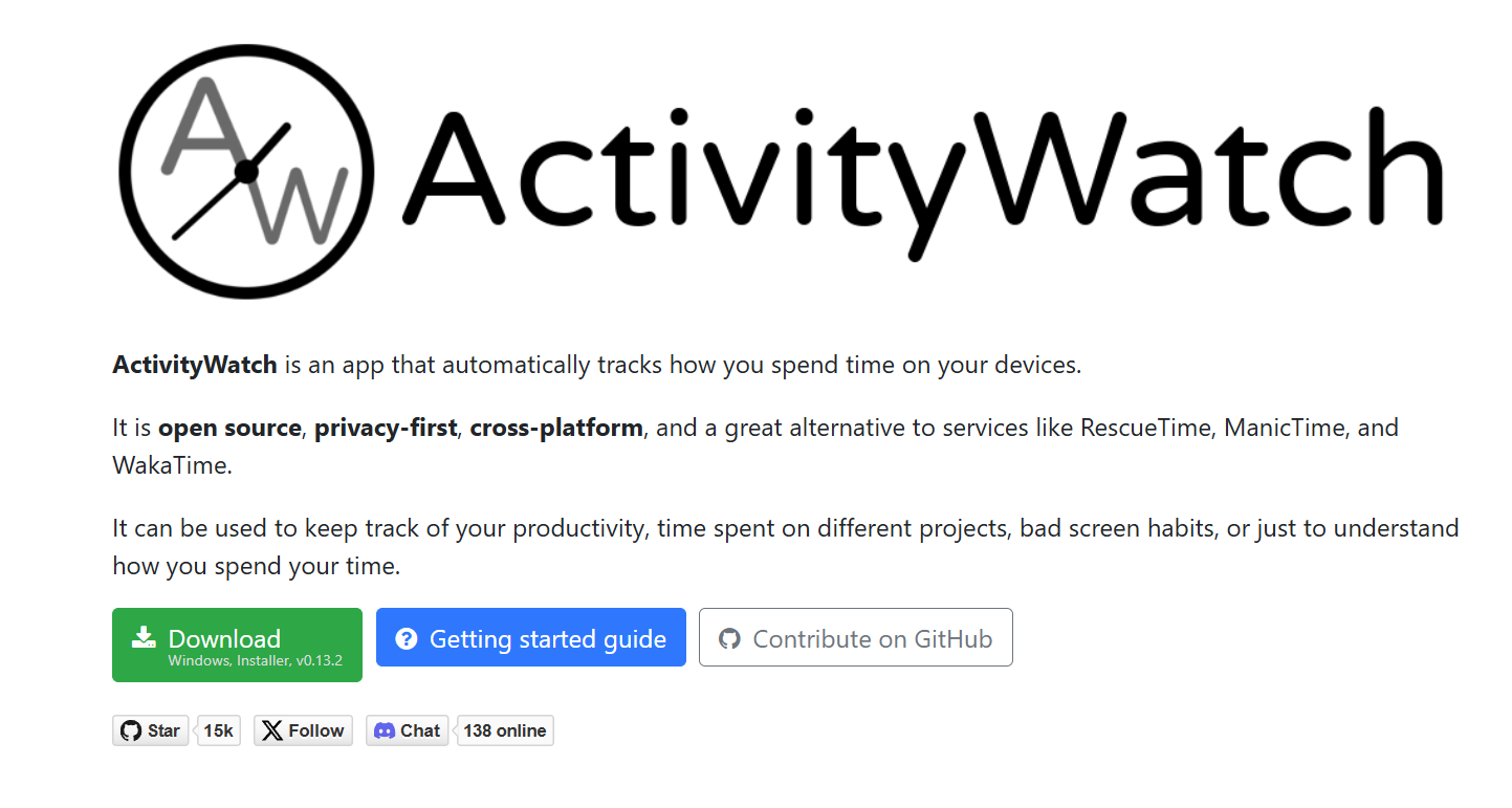 ActivityWatch - Open-source time tracker