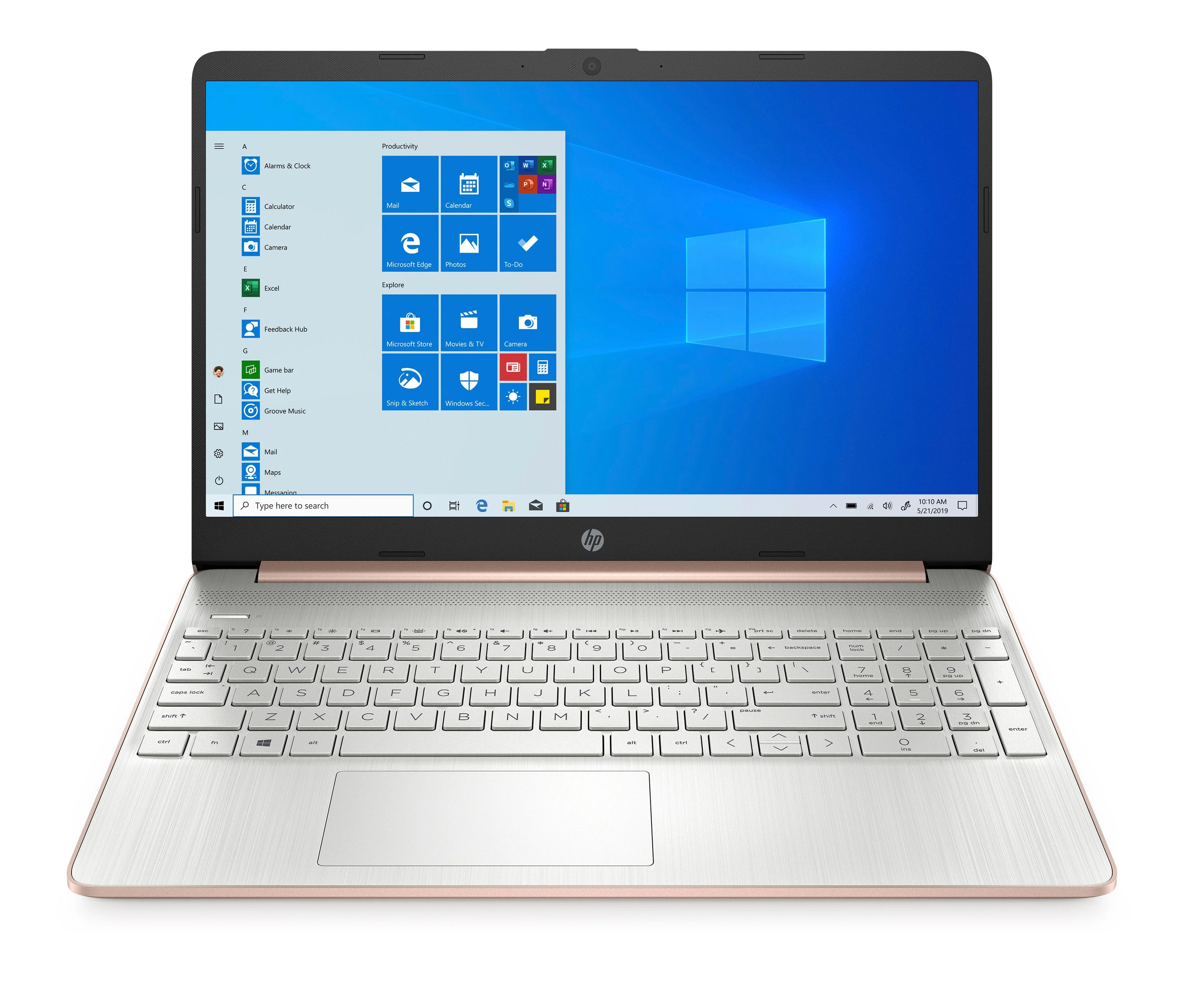 HP 15.6 Ryzen 5 Laptop - 8GB RAM, 256GB SSD - Rose Gold - Image 1