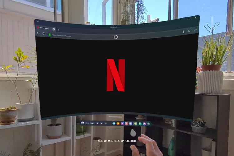 Netflix website running on Quest 3