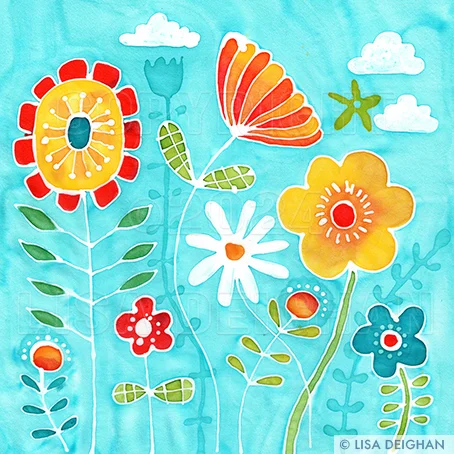 Blue Sky Bright Flowers