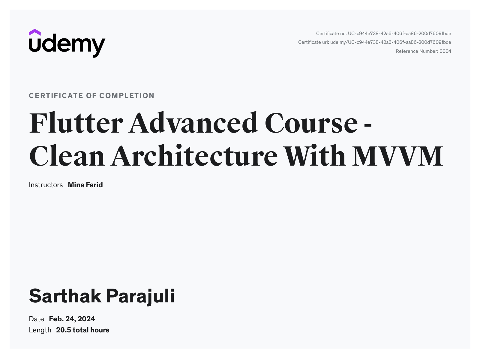 Flutter Advanced Course – Clean Architecture With MVVM™