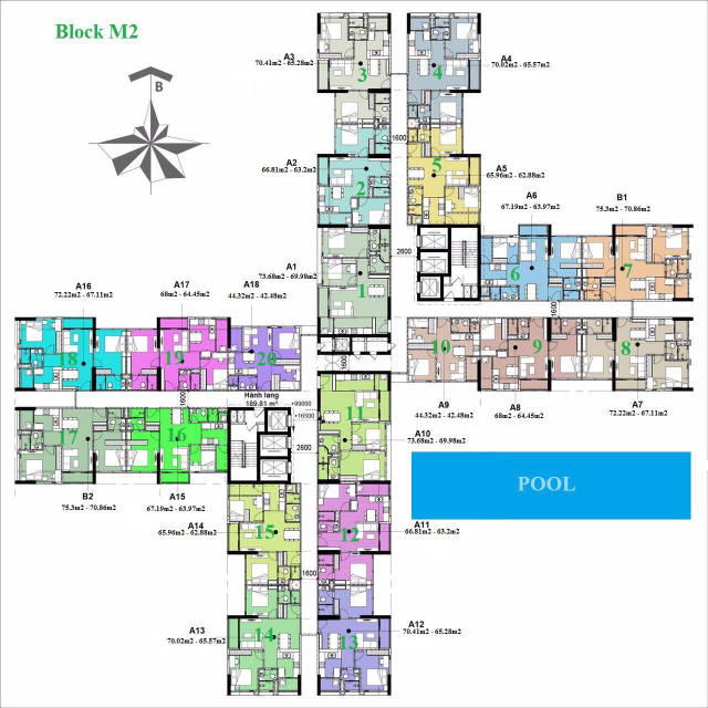 Eco Green Sài Gòn - Block M2 floor plan floor plan / Eco Green Sài Gòn - Sơ đồ Block M2 - sơ đồ mặt bằng