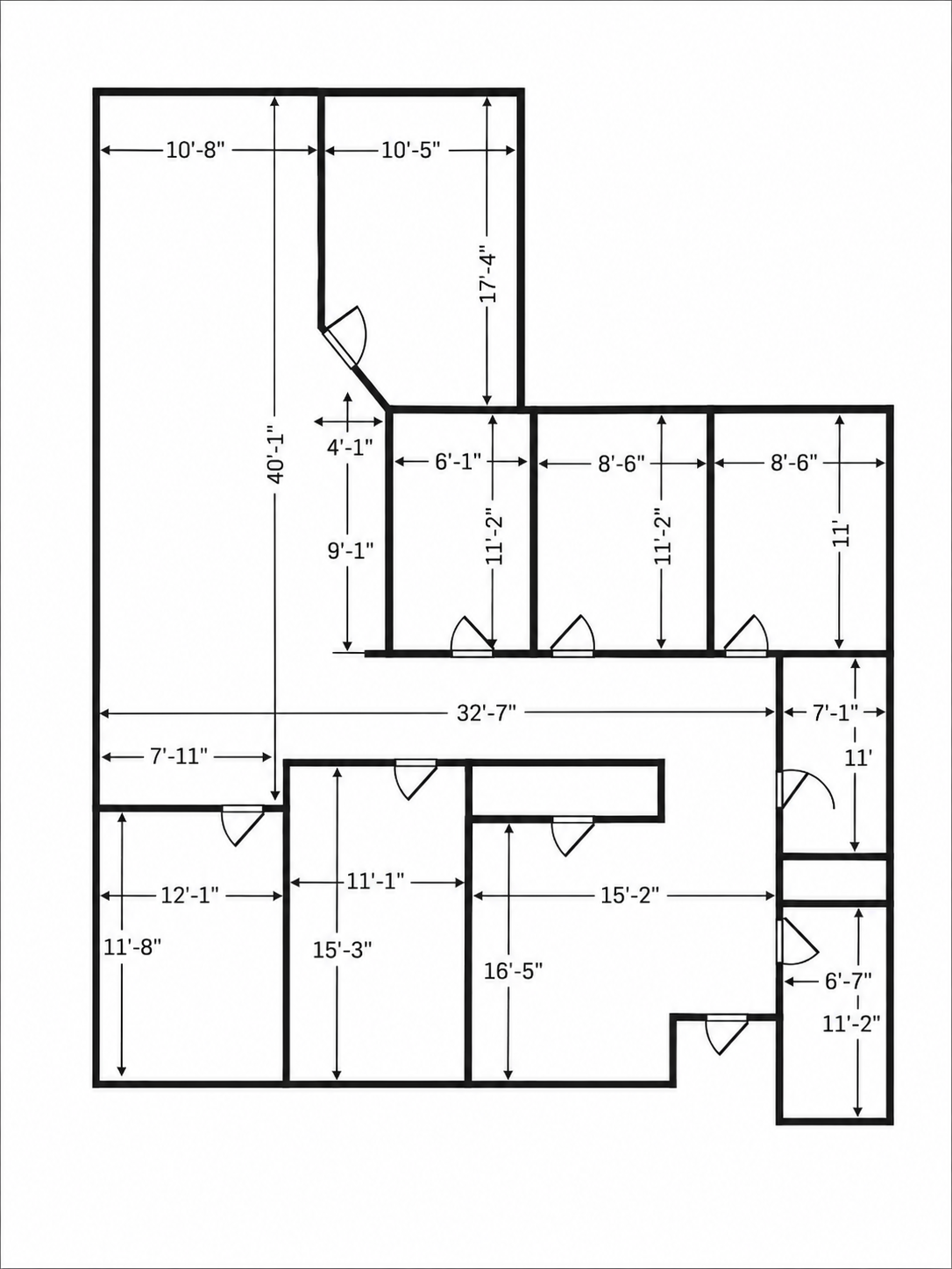 Suite P Floor Plan — ±1,900 SF