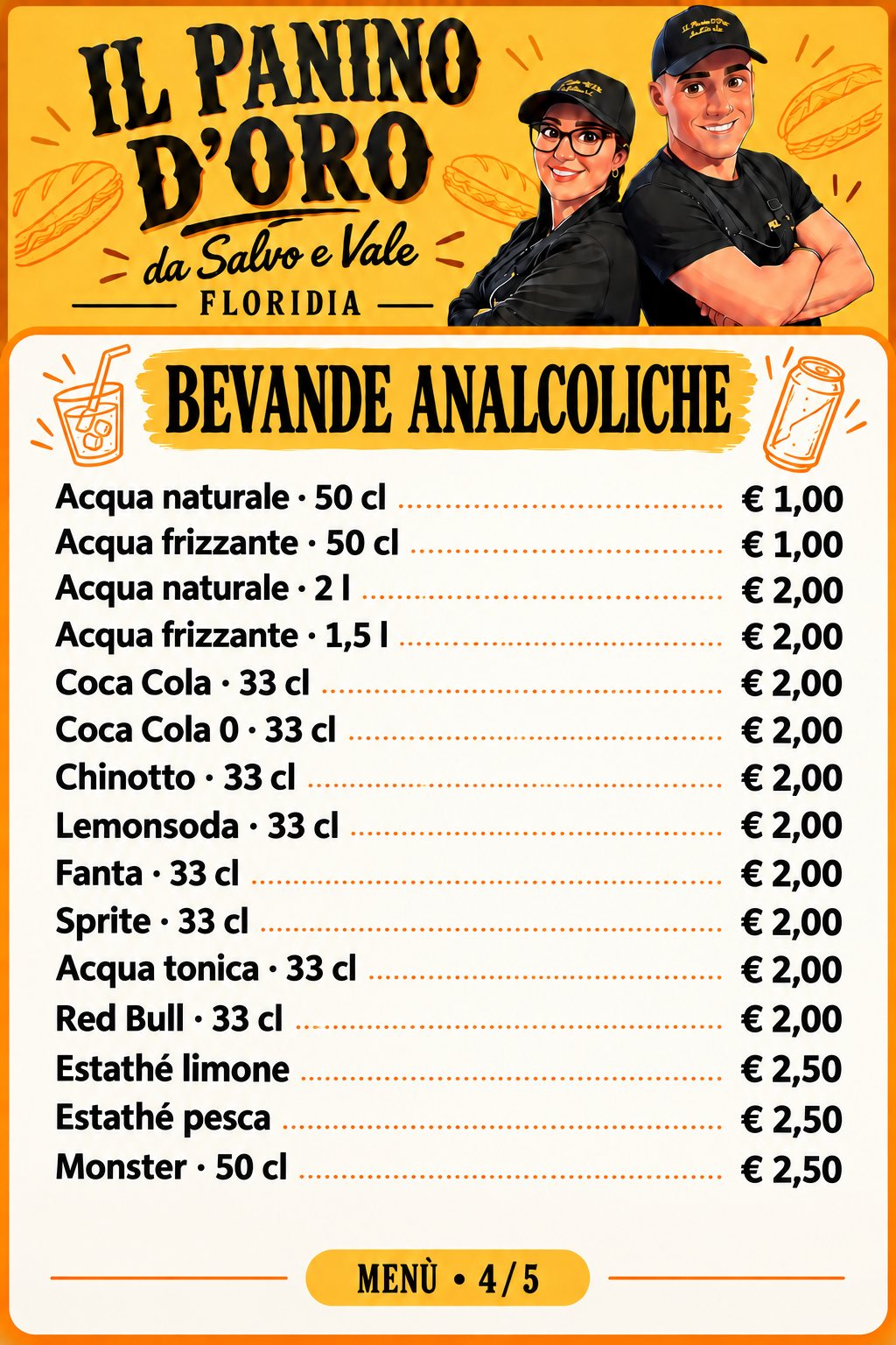 Il Panino d’Oro da Salvo e Vale a Floridia: il menù completo