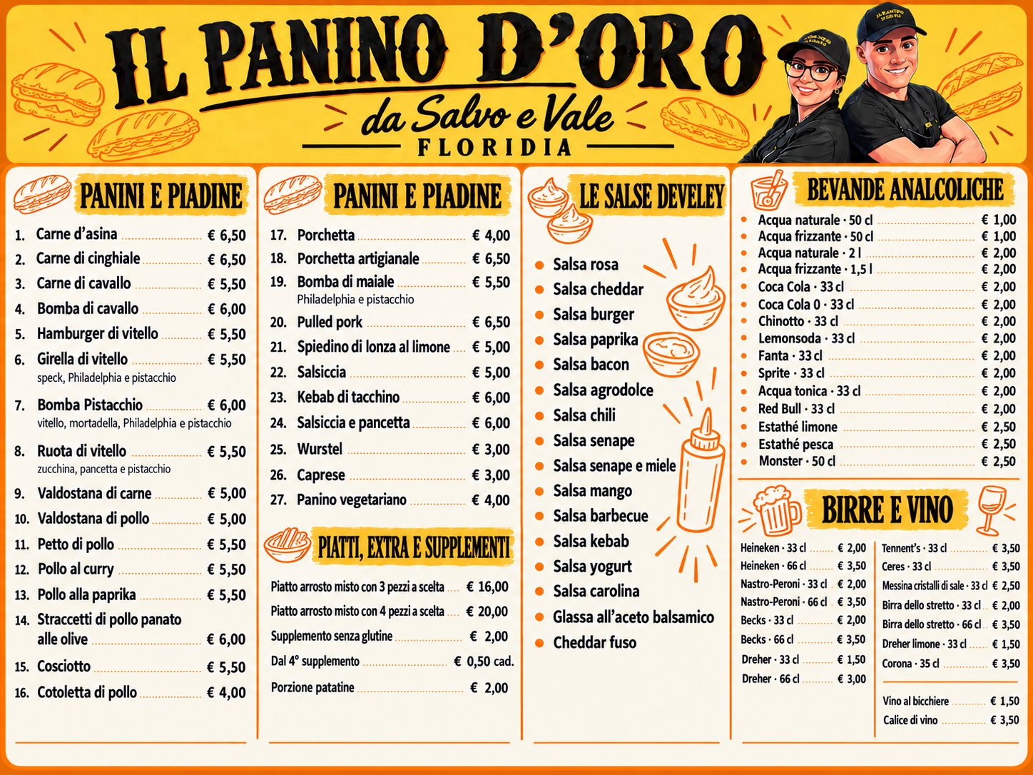 Il Panino d’Oro da Salvo e Vale a Floridia: scopri il menù completo