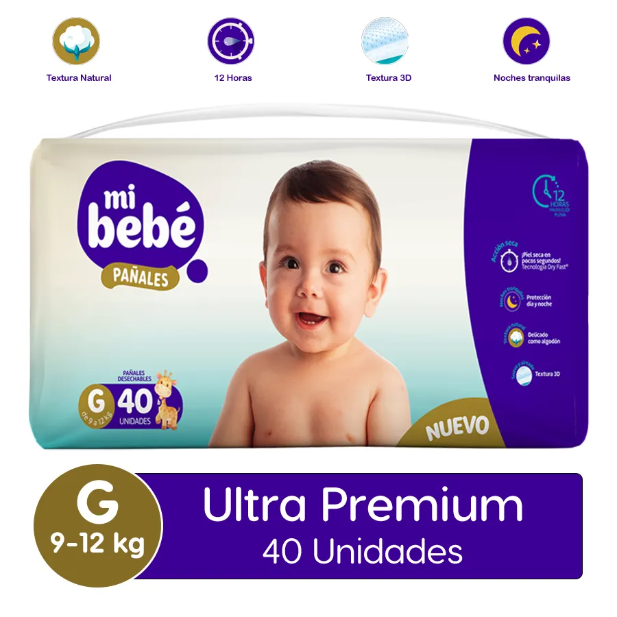 Pañales Mi Bebe Ultra Premium G 40 Unidades 