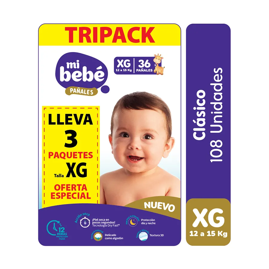 Pañales Mi Bebe TriPack XG