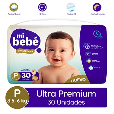 Pañales Mi Bebe Ultra Premium P (30 Unidades) 