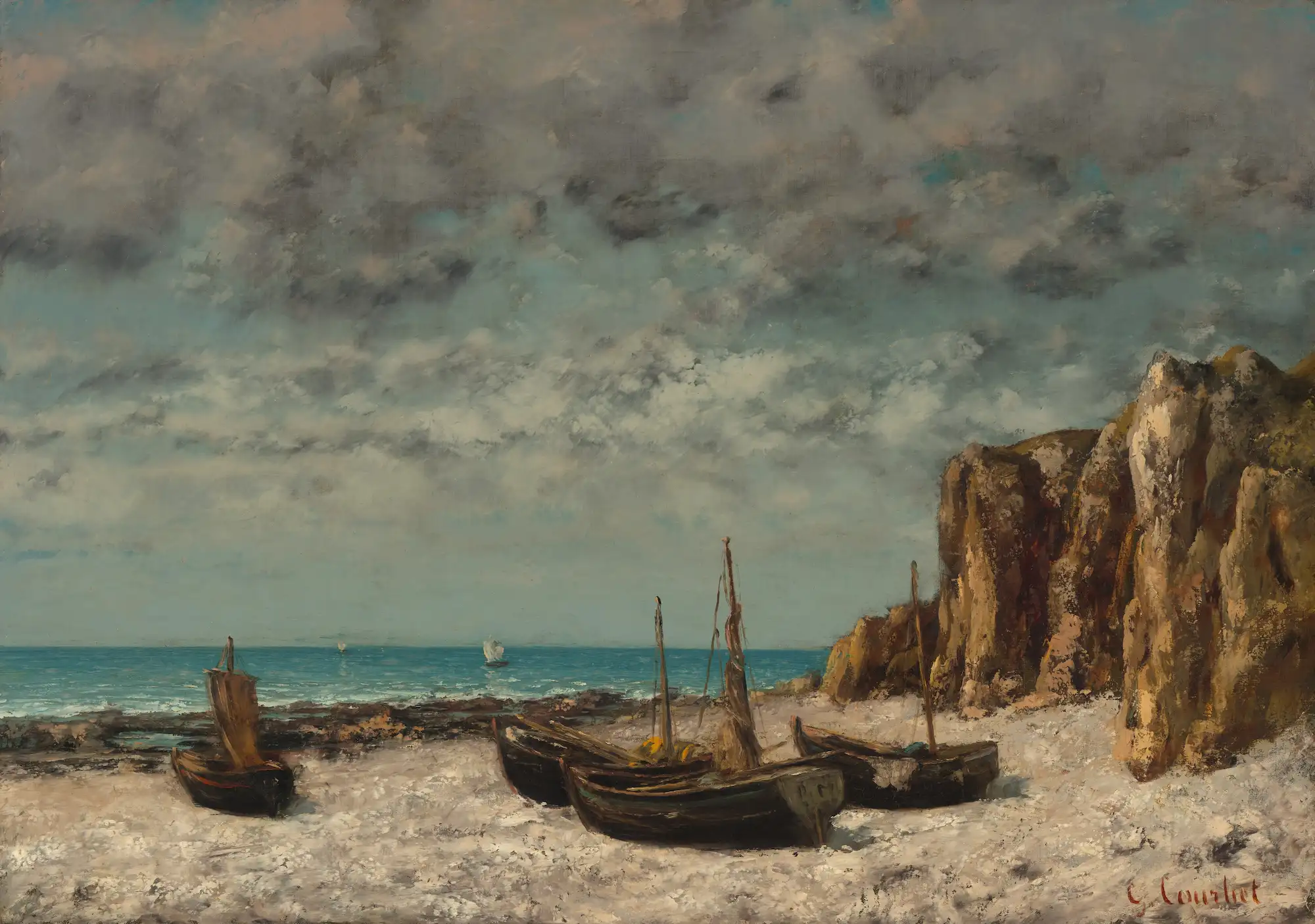 Boats on a Beach, Etretat, by Gustave Courbet