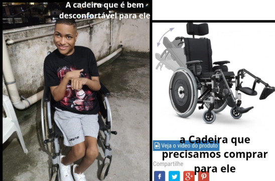 Banner Ajudando a comprar a cadeira de rodas para o kaua