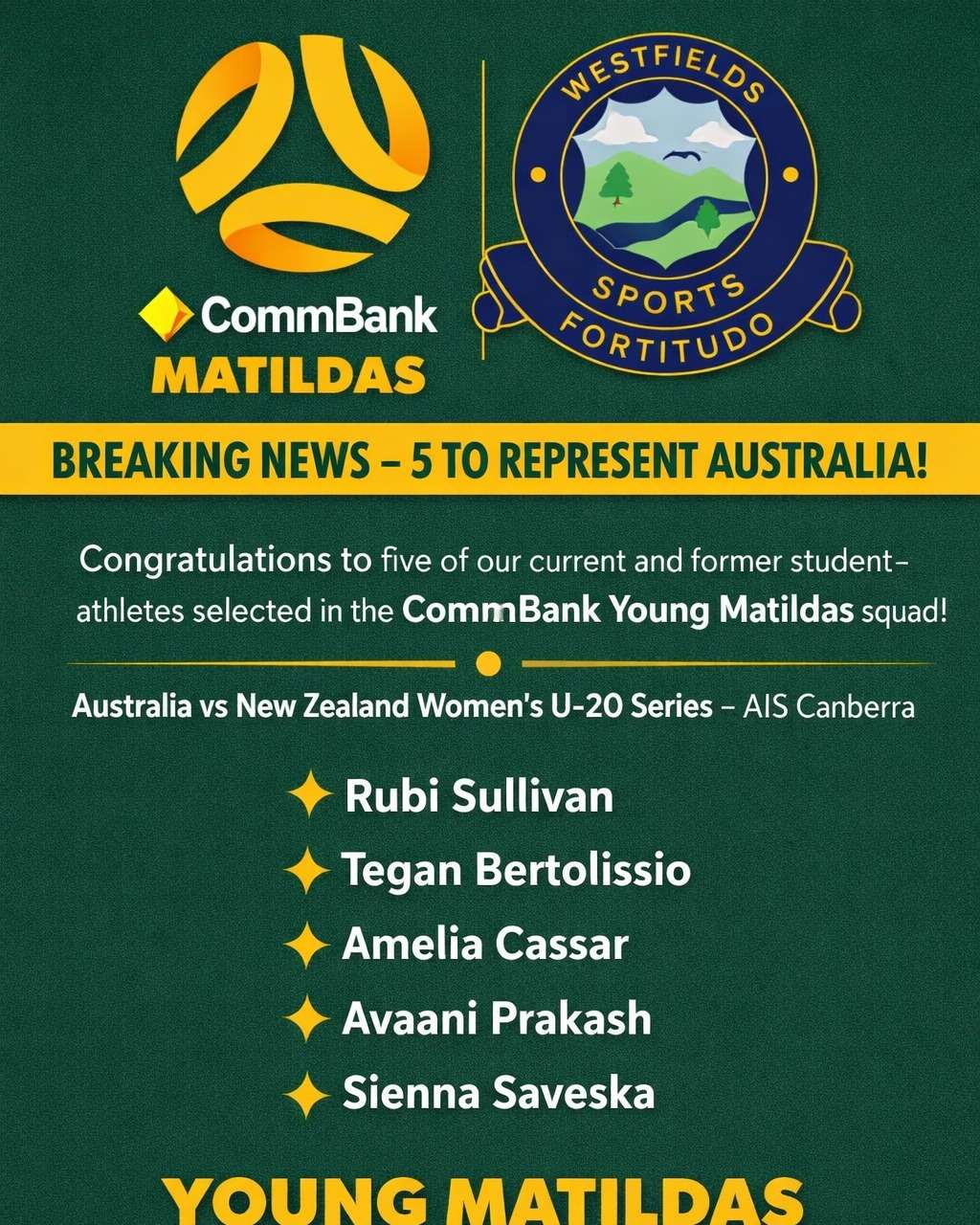 BREAKING NEWS - 5 more to represent Australia!