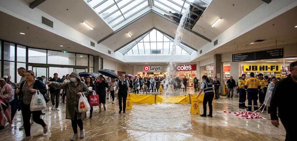 Shopping Centre Roof Collapses Amid Severe Weather in Rockingham