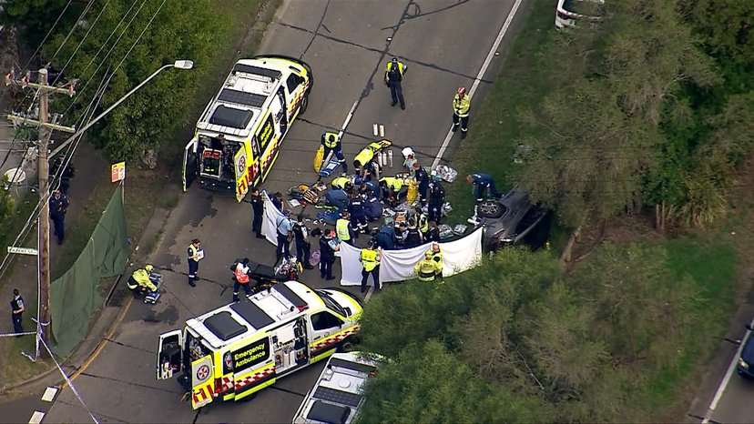 Emergency services at the scene of a police investigation in Cabramatta.