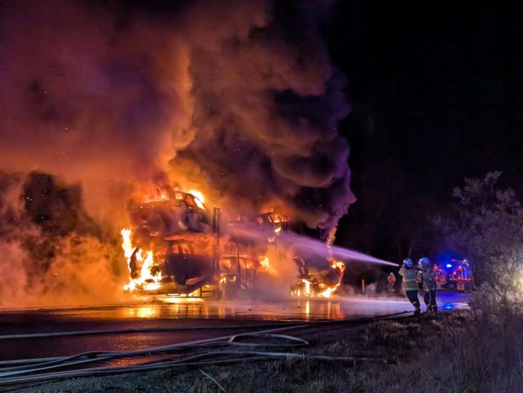 Hume Highway Closed Near Goulburn After Fiery Truck Crash Involving Two Heavy Vehicles