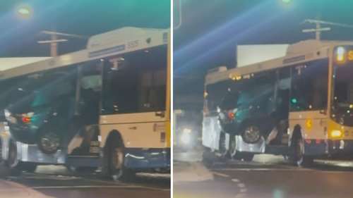 Toyota Yaris crashes into side of Brisbane bus in dramatic Archerfield collision