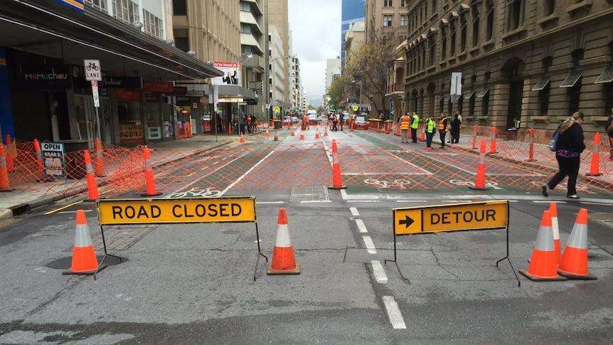Burst water main floods Adelaide CBD causing power outages and major disruption