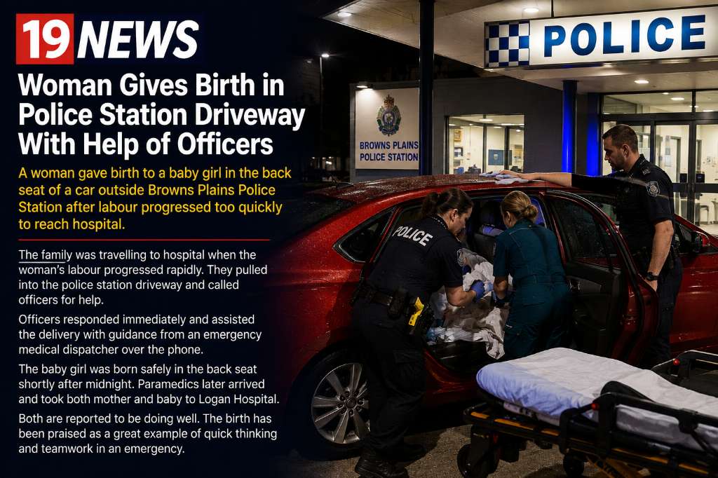 Woman Gives Birth in Police Station Driveway With Help of Officers - Brisbane, QLD