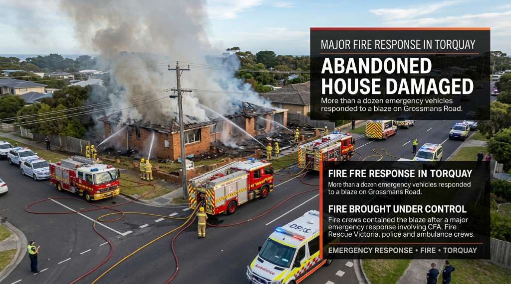 Firefighters Battle Blaze at Abandoned Torquay House