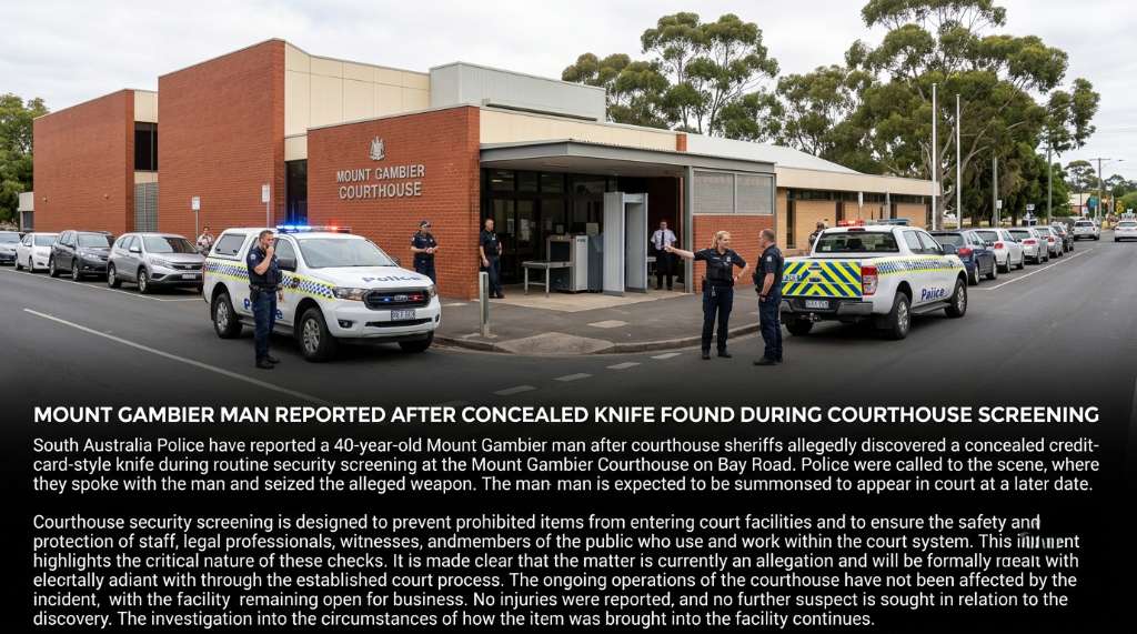 Man Reported After Knife Found at Mount Gambier Courthouse
