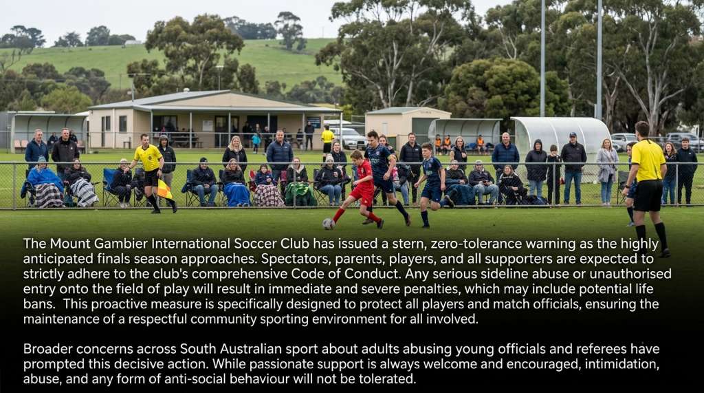 Mount Gambier Soccer Club Issues Zero-Tolerance Warning Ahead of Finals