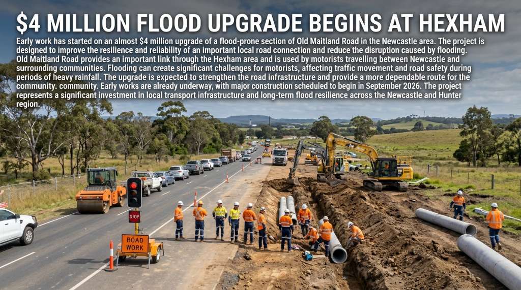 $4 Million Flood Upgrade Begins on Old Maitland Road at Hexham