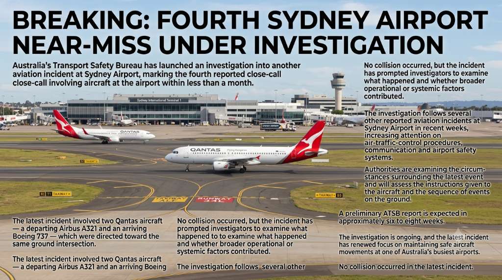 Fourth Near-Miss at Sydney Airport Triggers New Aviation Safety Investigation - Sydney, NSW