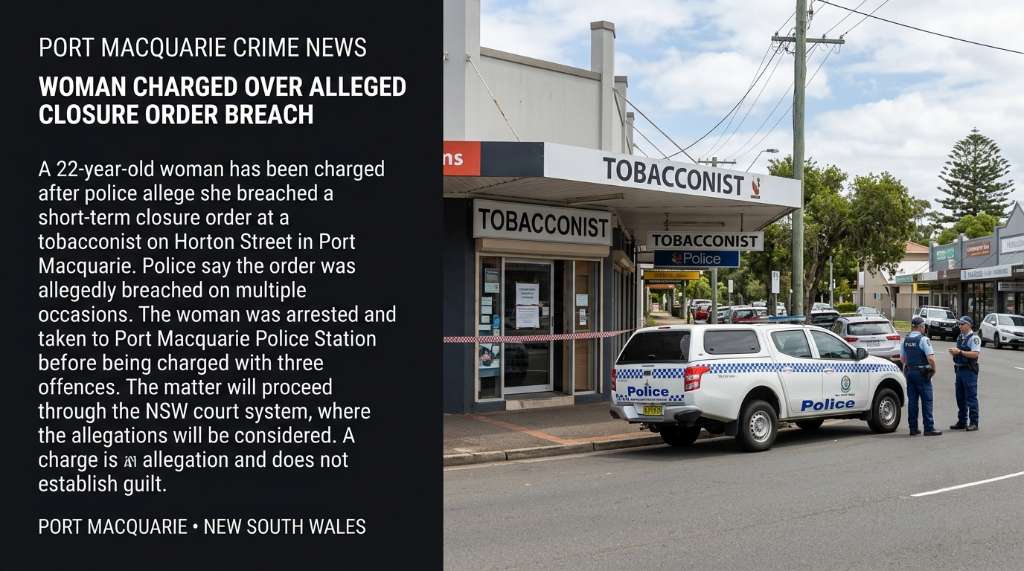 Woman Charged After Allegedly Breaching Port Macquarie Tobacconist Closure Order
