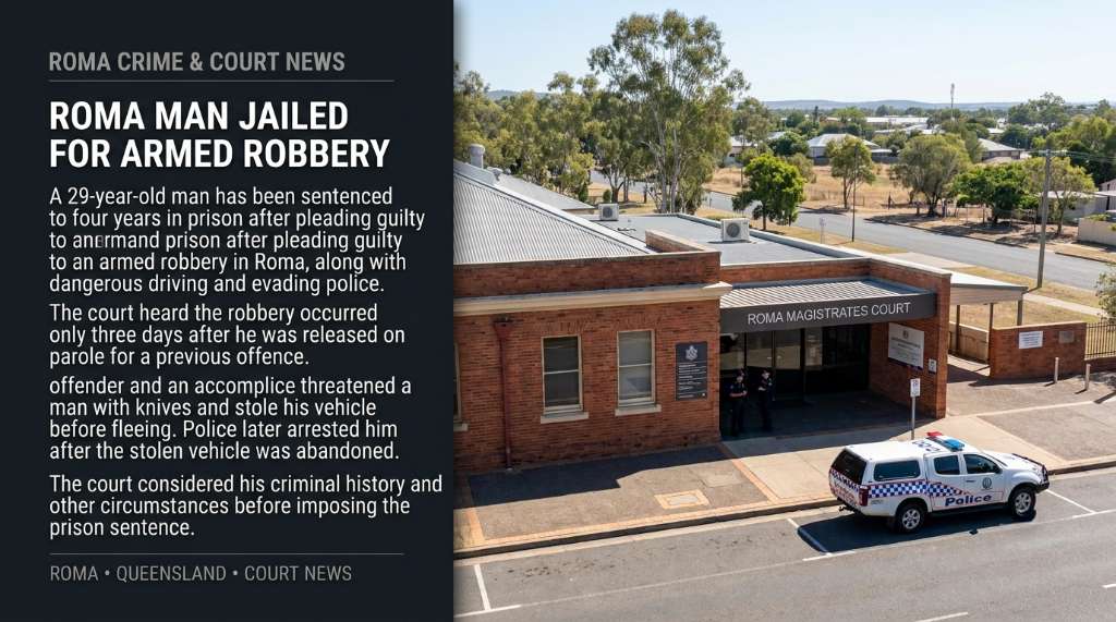 Roma Man Jailed for Armed Robbery Days After Parole Release