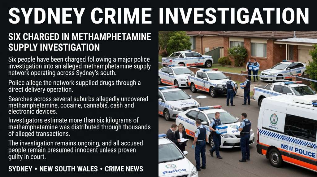 Six Charged in Sydney Methamphetamine Supply Investigation